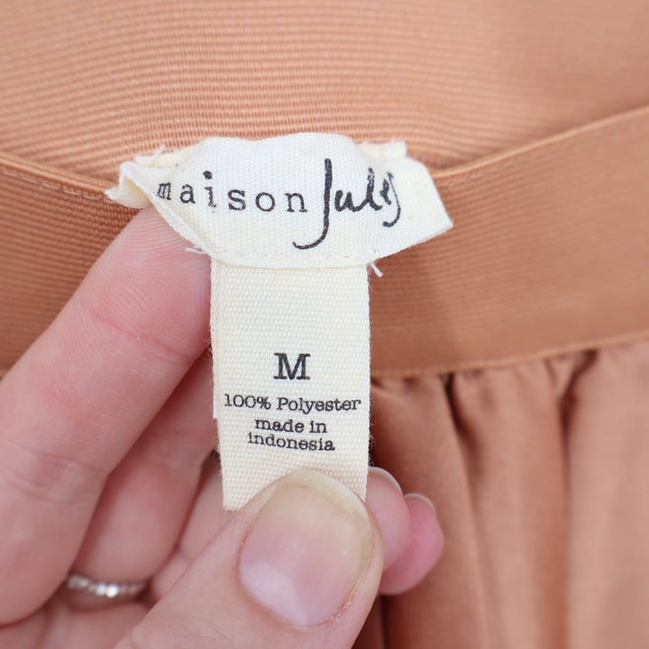 Maison Jules MJ Copper Pleated Midi Skirt Elastic Waist Medium