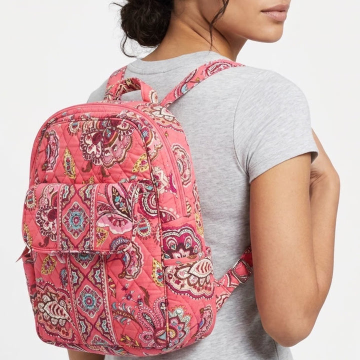 Vera Bradley Canterberry Magenta Quilted Cotton Paisley Backpack Pink Small/Med