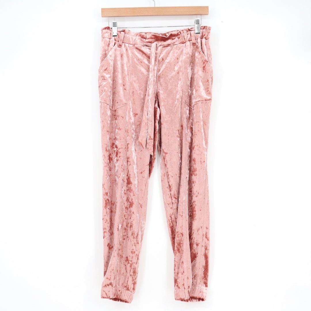 Jolt Womens Pink Crushed Velvet Jogger Pants Elastic Waist Size M