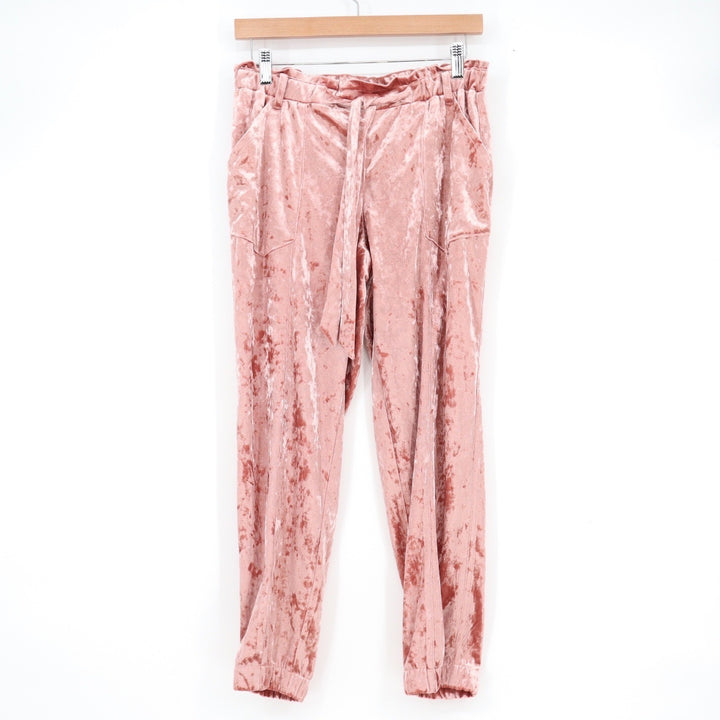 Jolt Womens Pink Crushed Velvet Jogger Pants Elastic Waist Size M