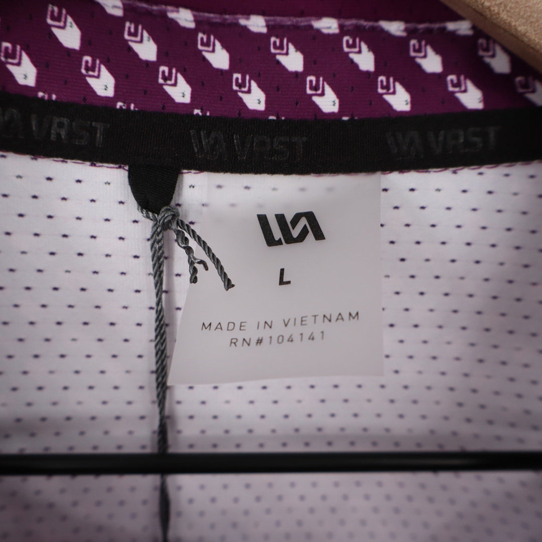 VRST Mens Contrast Printed Polo Black Cherry Roll Repeat Geometric Size L