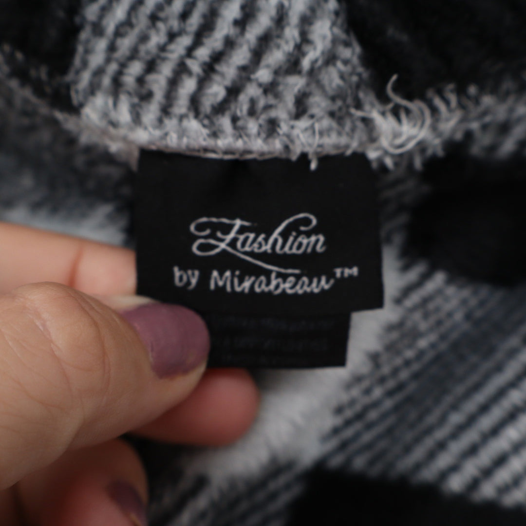 Fashion by Mirabeau Mens Fleece Pajama Pants Black White Buffalo Plaid Size M