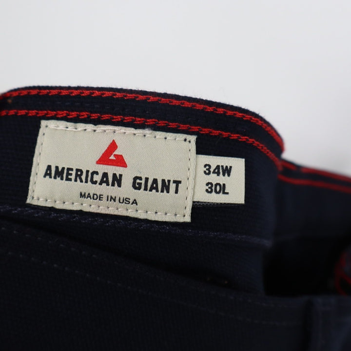 American Giant Roughneck Straight Jeans Men 34x30 Navy Cotton Stretch Outdoor