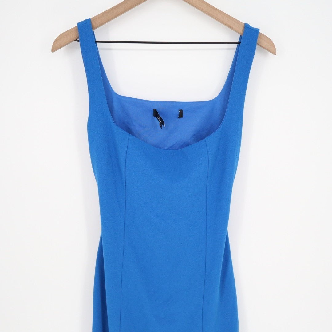 Lulus Davana Cutout Midi Dress Womens Medium Bright Blue Sleeveless Scoop Neck