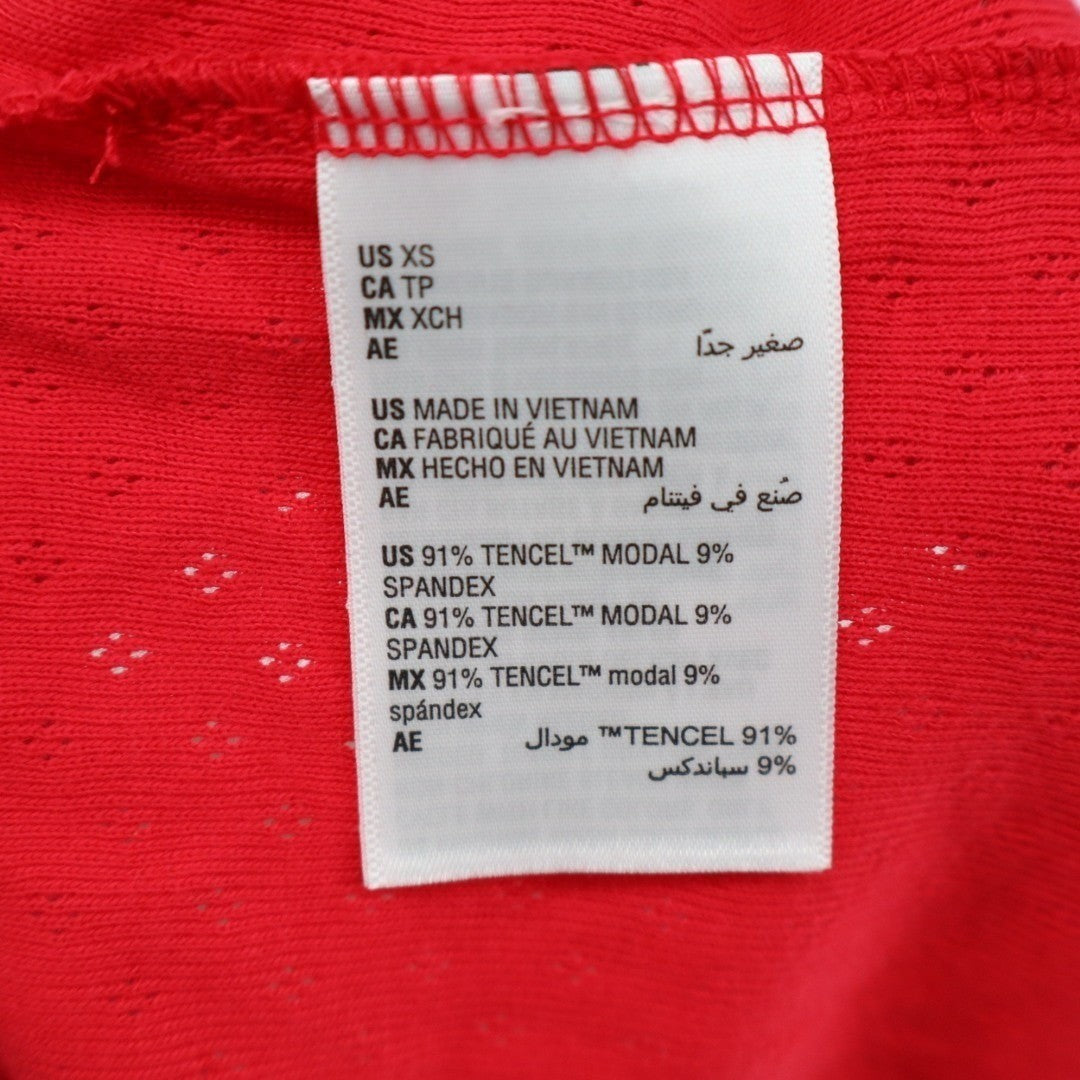 Charter Club T-Shirt Womens XS Red Cotton Knit Bow Round Neck Eyelet Long Sleeve