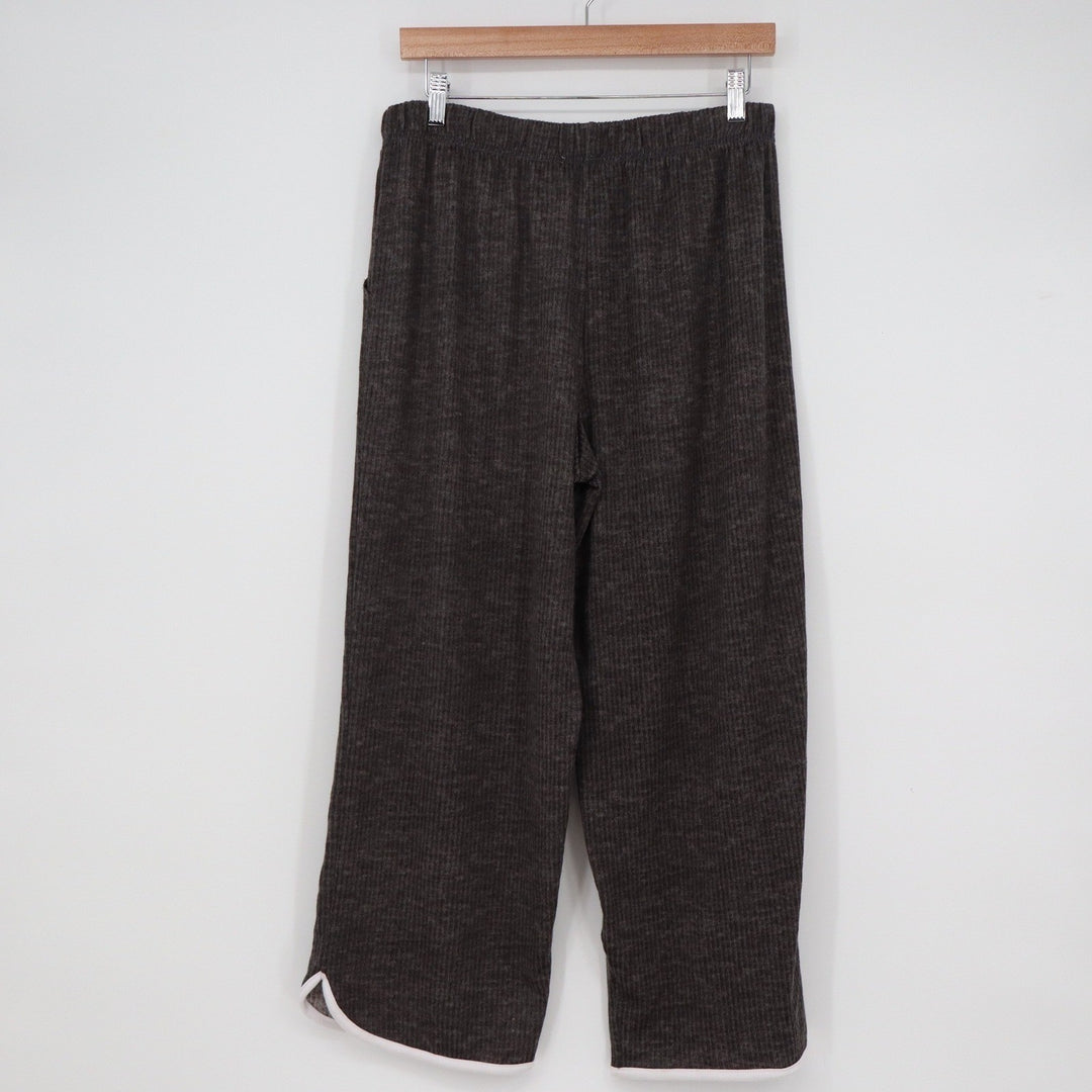 Jockey Womens Ribbed Knit Lounge Pants Charcoal Gray Tulip Hem Size L