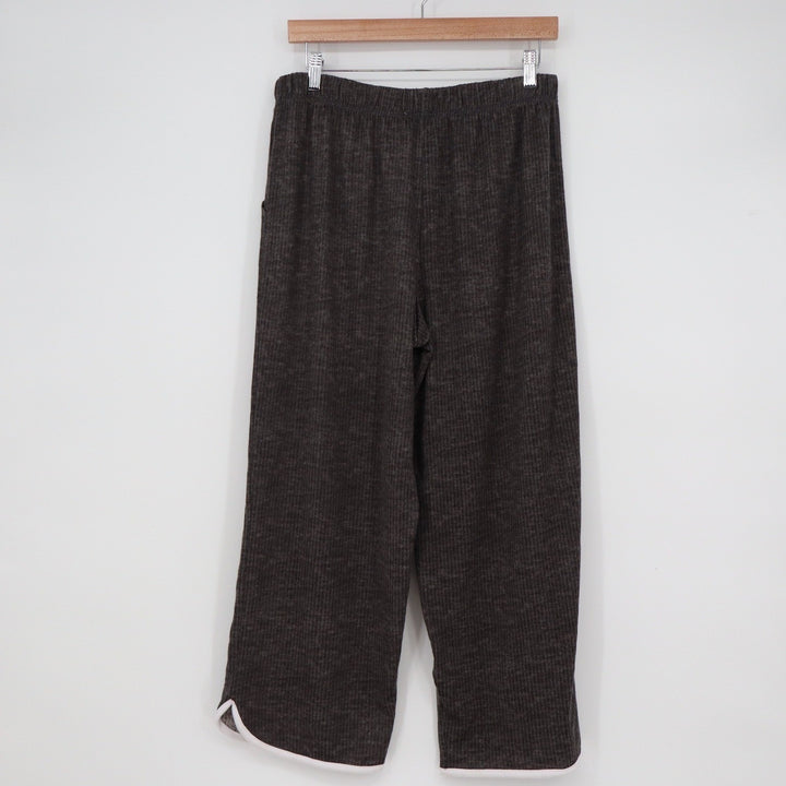 Jockey Womens Ribbed Knit Lounge Pants Charcoal Gray Tulip Hem Size L