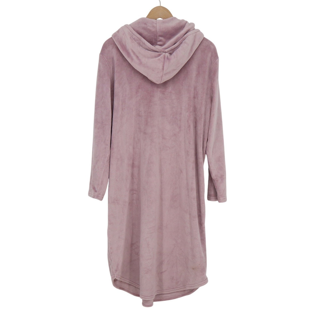 32 Degrees Heat Sleepwear Hooded Lounge Dress Dusty Rose Pink Plush L/XL