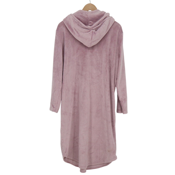32 Degrees Heat Sleepwear Hooded Lounge Dress Dusty Rose Pink Plush L/XL