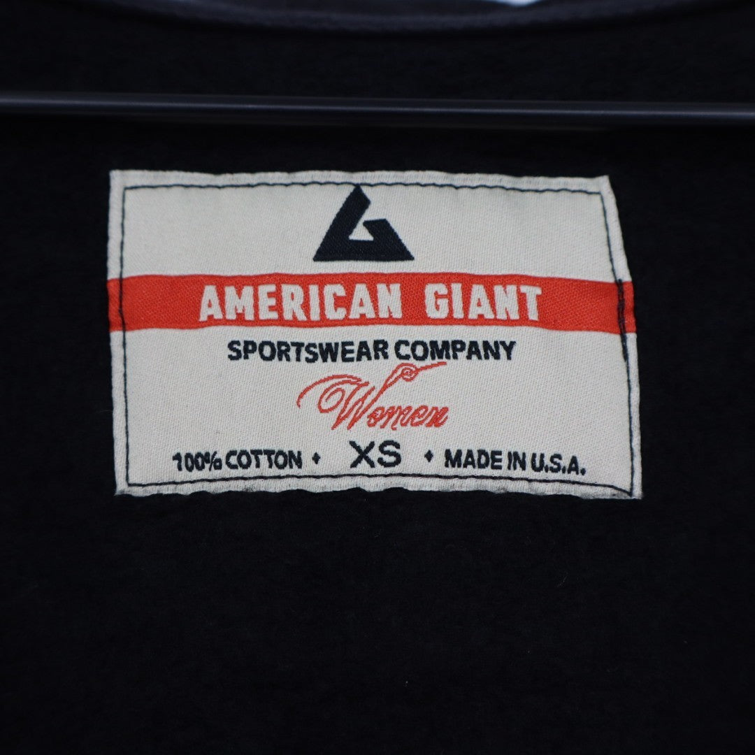 American Giant Hoodie Womens XS Black Full Zip Logo Cotton Sherpa Lined Outdoor