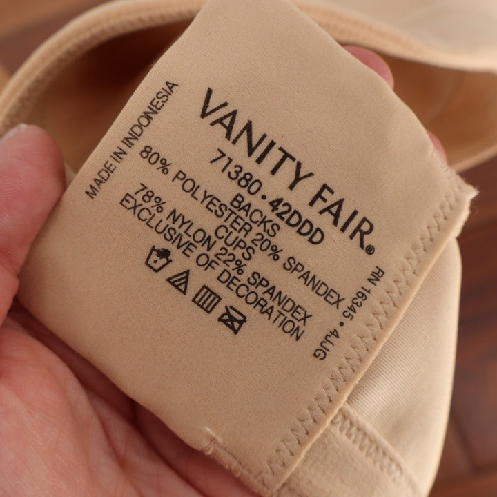 Vanity Fair Beauty Back Bra Women 42DDD Nude Stretch Full Figure Wirefree Padded