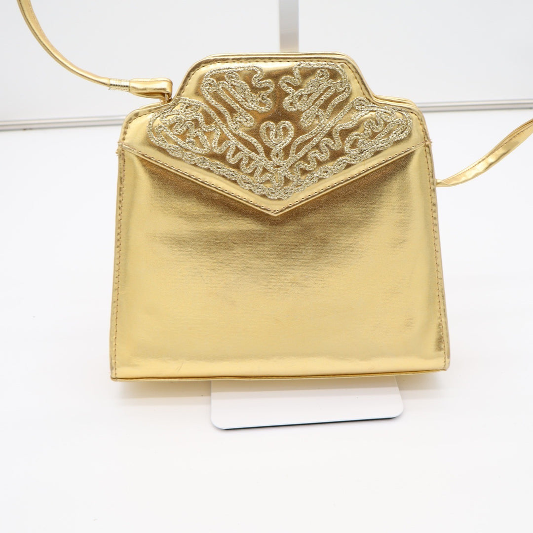 Unbranded Shoulder Bag Womens OS Evening Soutache Gold Metallic Good