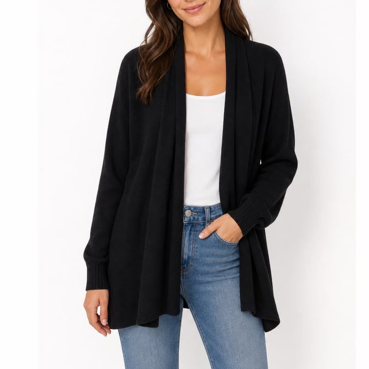 Ella Moss Womens Black Open Front Shawl Collar Cardigan Sweater Size M