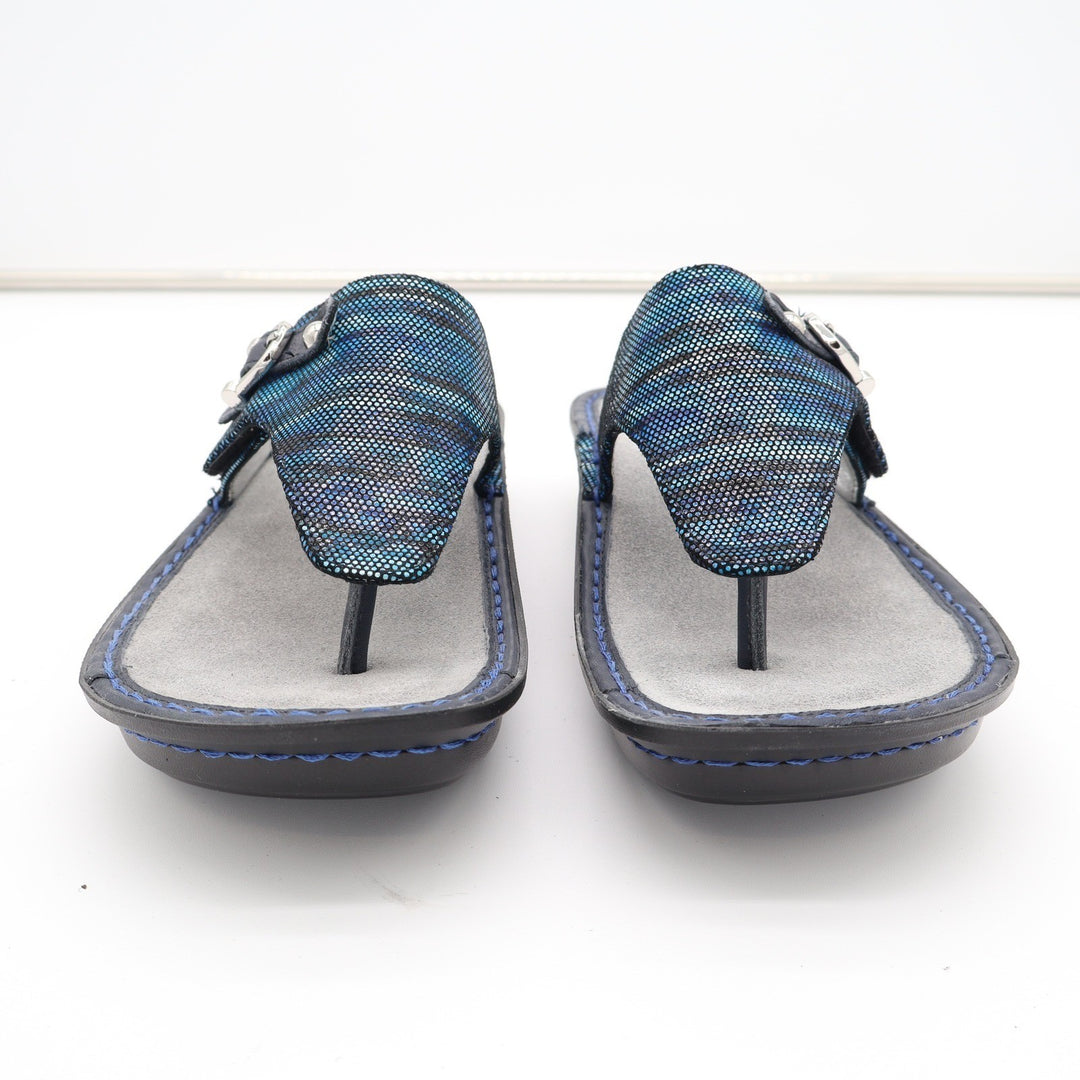 Alegria by PG Lite Blue Textured Thong Sandals Comfort Slides Size 38