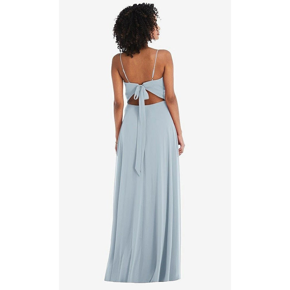 After Six Tie-Back Cutout Maxi Dress With Front Slit In Mist Size 14