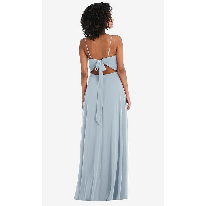 After Six Tie-Back Cutout Maxi Dress With Front Slit In Mist Size 14