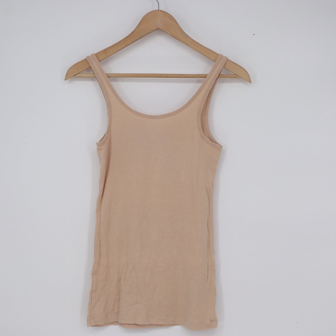 Old Navy Tami Tank Top Womens Small Beige Nude Fitted Scoop Neck Sleeveless