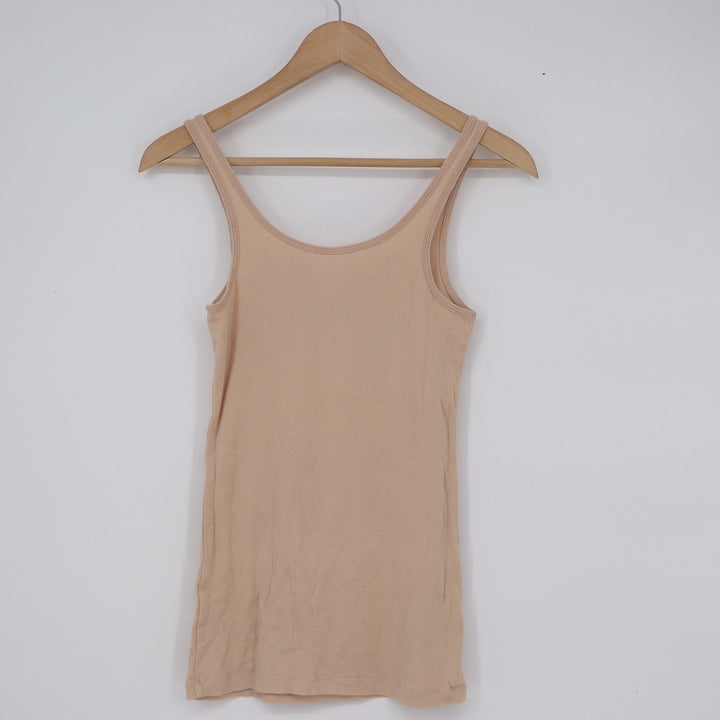 Old Navy Tami Tank Top Womens Small Beige Nude Fitted Scoop Neck Sleeveless