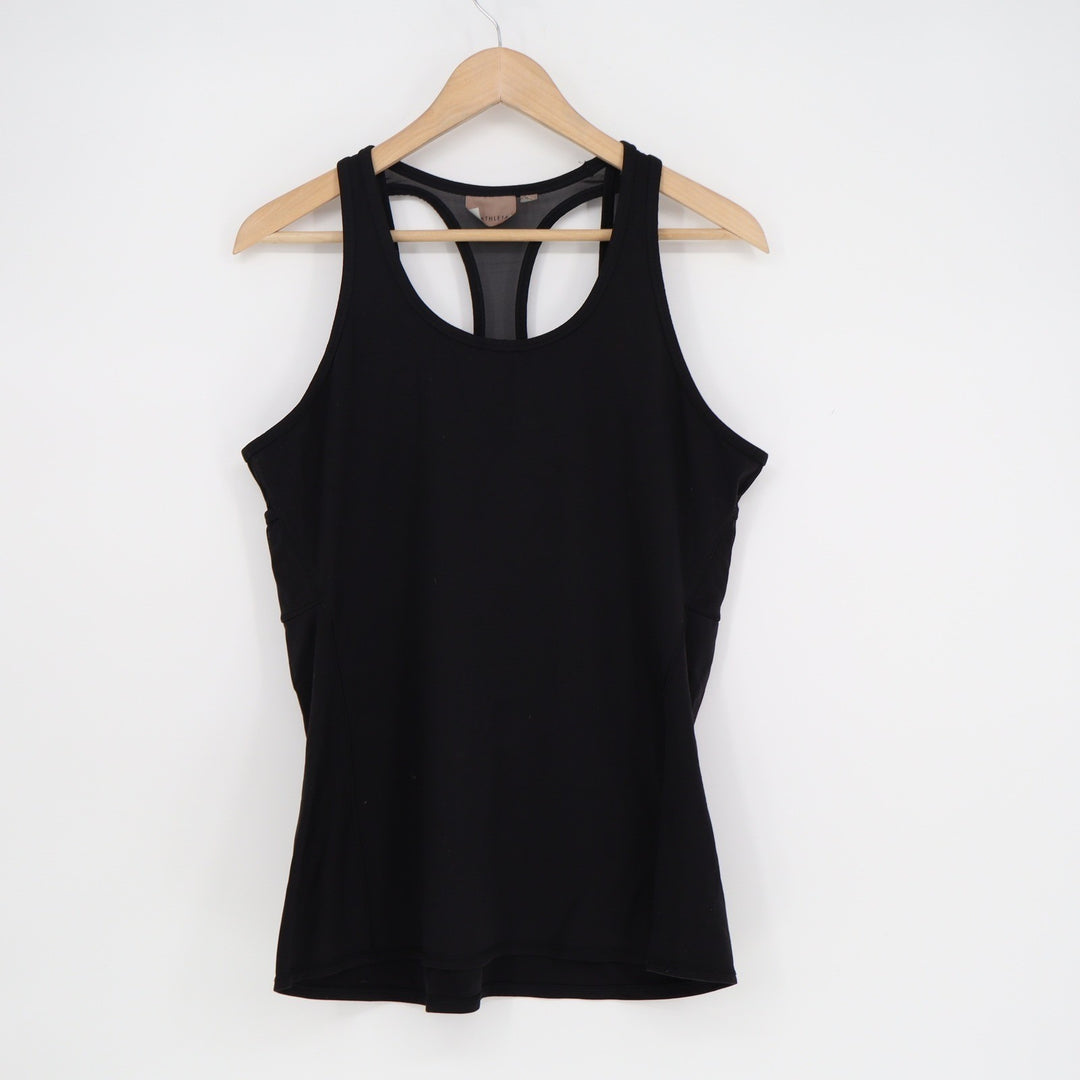 Athleta Womens Black Racerback Mesh Back Performance Workout Tank Top Size L