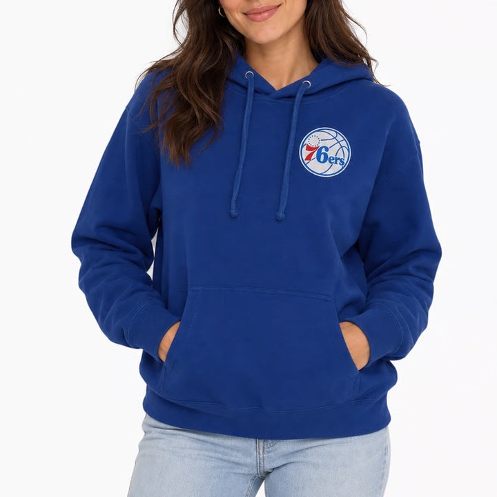 Independent Trading Co Philadelphia 76ers Hoodie Blue NBA Graphic Large