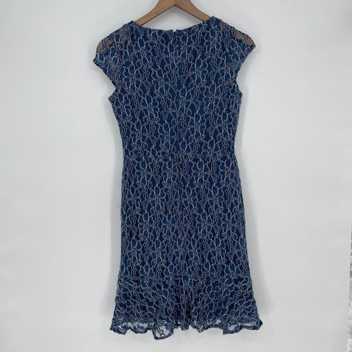 American Living Navy Blue Lace Cap Sleeve Sheath Dress Size 2