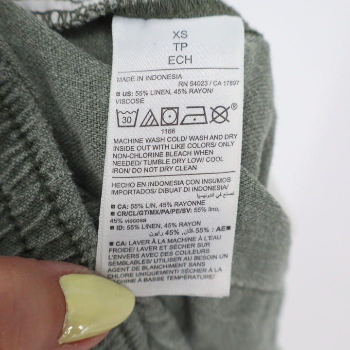 Old Navy Womens XS Olive Green Linen Blend High Rise Wide Leg Cropped Pants