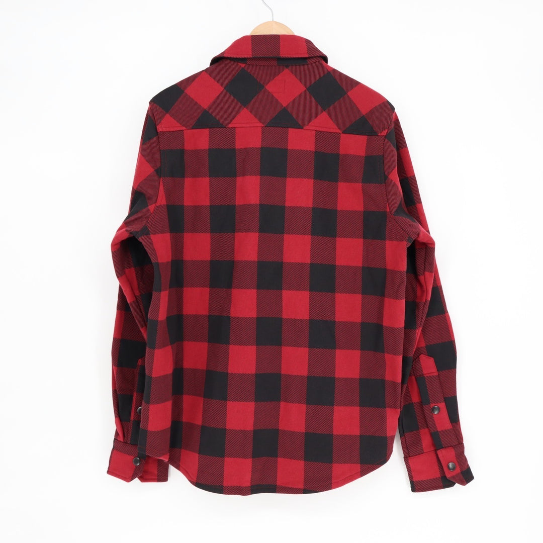 American Giant Redwood Overshirt Unisex M Red Plaid Cotton Fleece Spread Collar