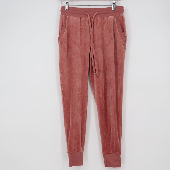 Felina Womens Velour Jogger Pants Dusty Rose Pink Small Athleisure Lounge