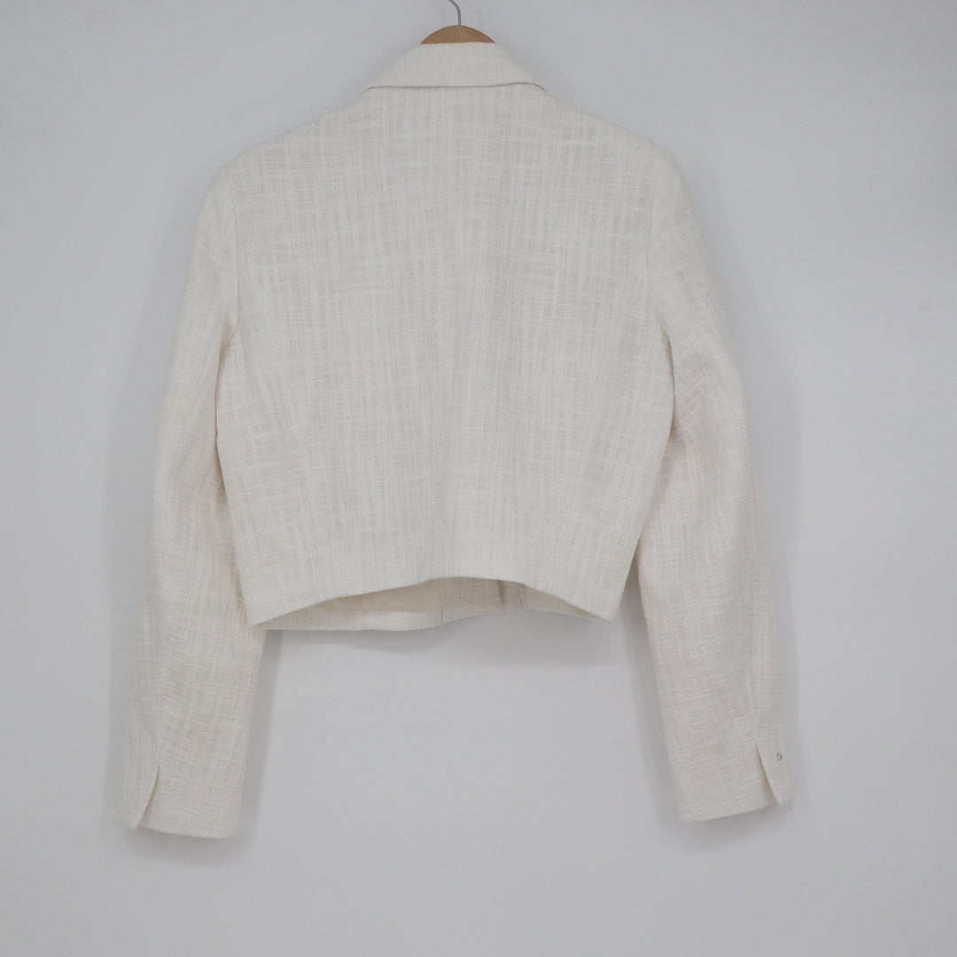 Abercrombie & Fitch White Cropped Tweed Blazer Jacket Medium