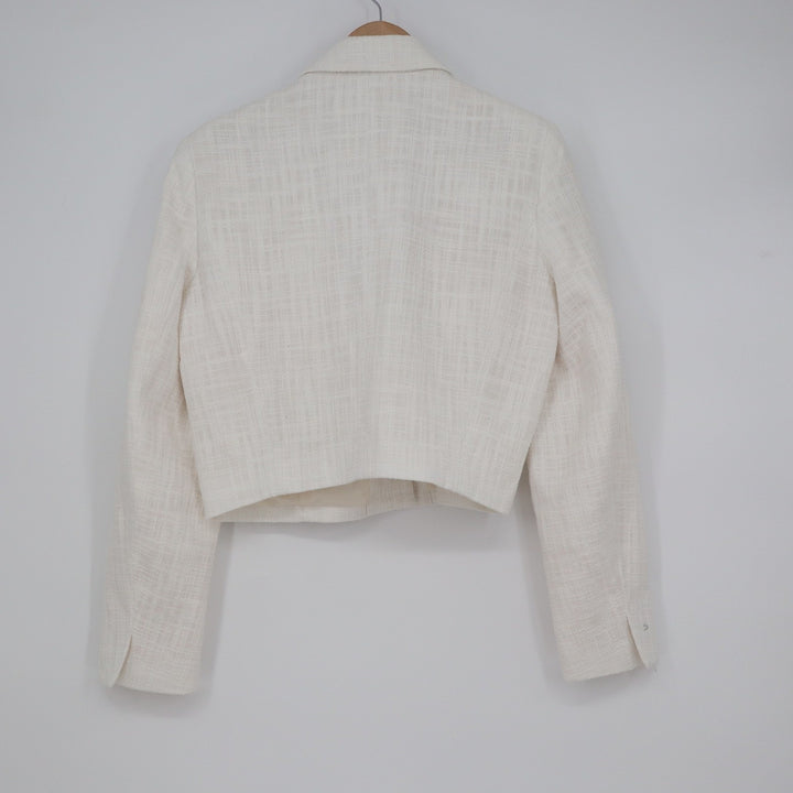 Abercrombie & Fitch White Cropped Tweed Blazer Jacket Medium