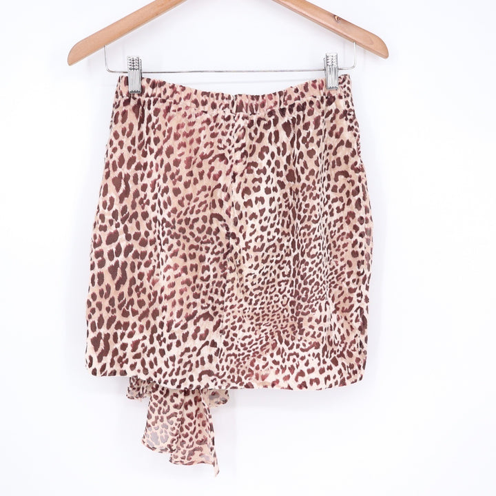 Naked Wardrobe The Statement Leopard Print Ruched Mini Skirt Small