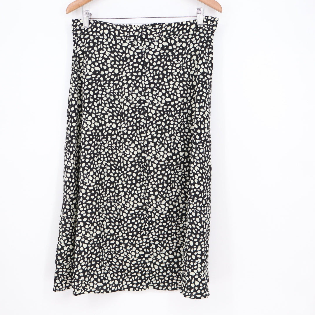 SHEIN Black White Abstract Dalmatian Print Midi A-Line Skirt XL US 12