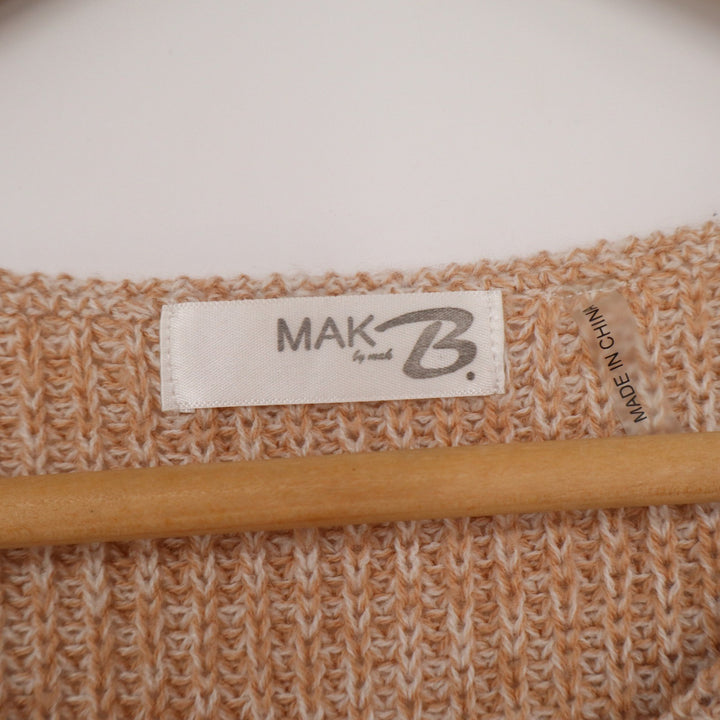 Mak B Womens Peach Marled Knit Boat Neck Raglan Sweater Size Small