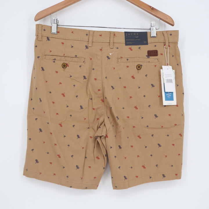 Jachs NY Bleecker Short Palm Tree Print Khaki Mens Size 31 Flat Front Shorts
