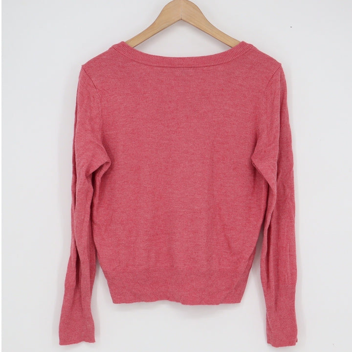 A New Day Womens V-Neck Pullover Sweater Pink Heathered Size S
