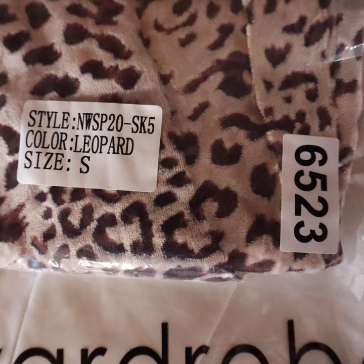 Naked Wardrobe Leopard Print Draped Ruffle Mini Skirt Brown Small