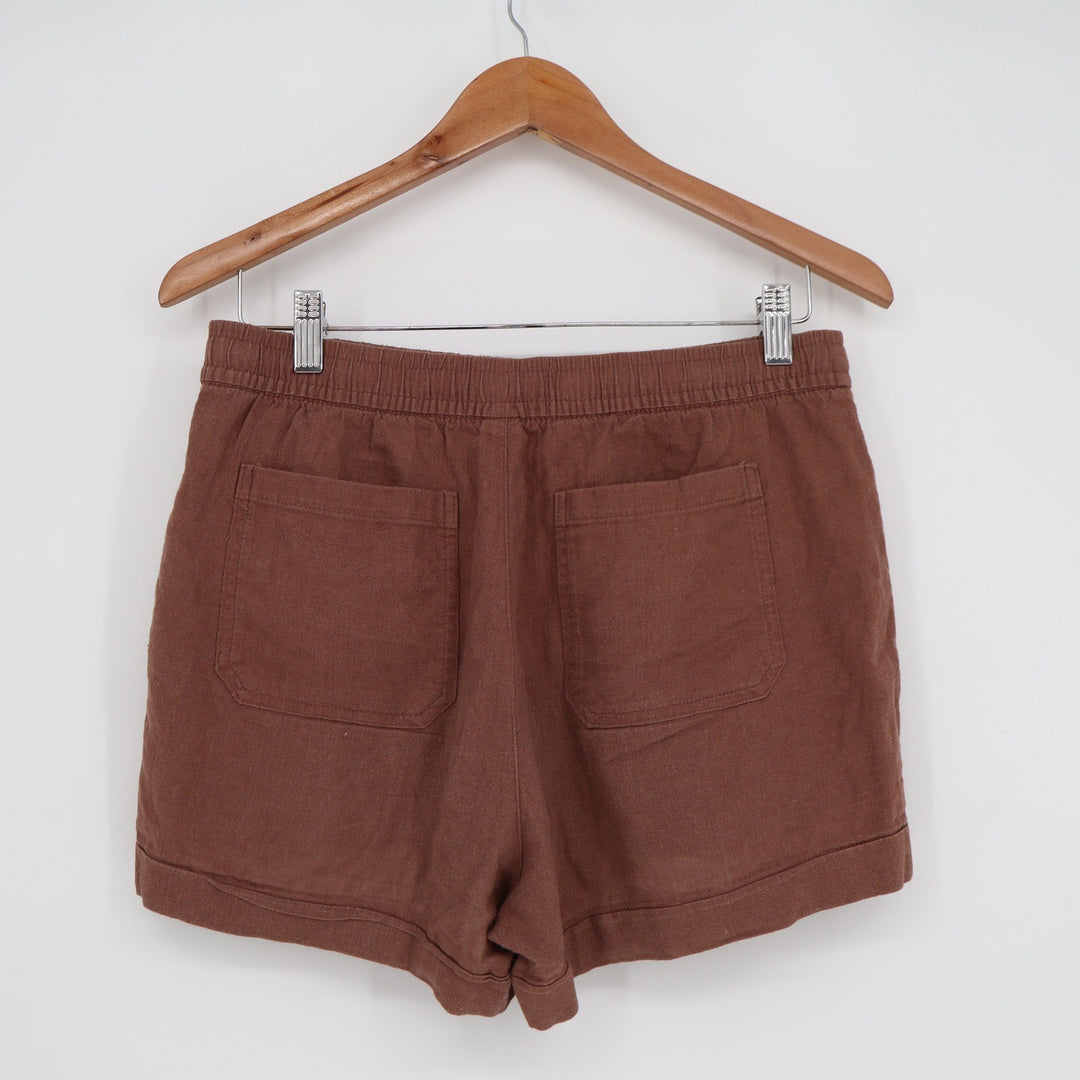 Old Navy Womens Brown Linen Blend High Rise Elastic Waist Shorts Size S