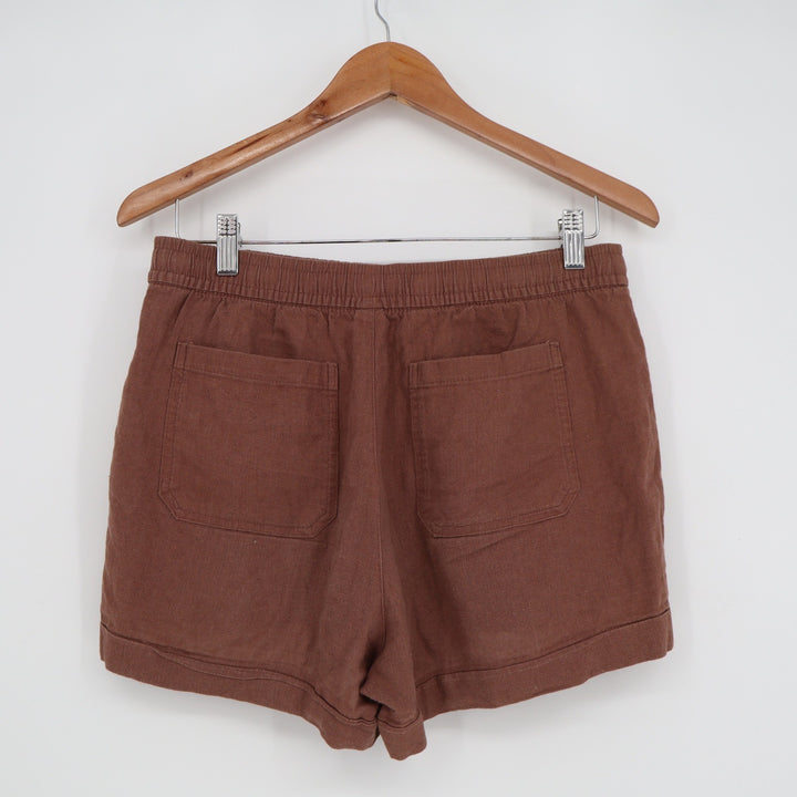 Old Navy Womens Brown Linen Blend High Rise Elastic Waist Shorts Size S