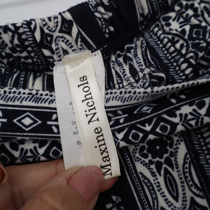 Maxine Nichols Black White Medallion Print Wide Leg Palazzo Pants Small