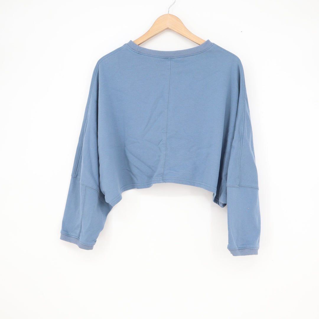 Unbranded Dusty Blue Cropped Boxy Crewneck Sweatshirt Long Sleeve Small