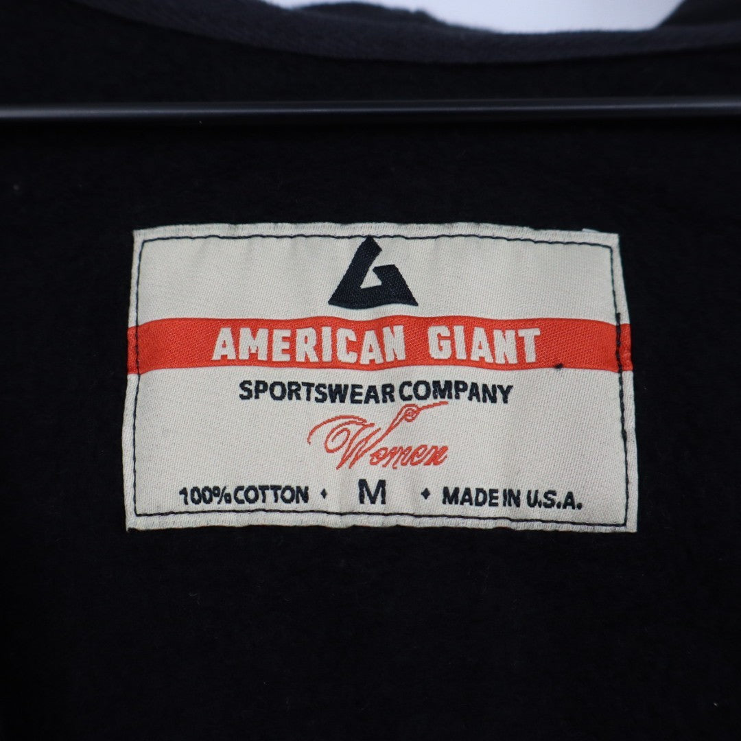 American Giant Hoodie Womens Medium Black Full Zip Cotton Lined Logo Casual