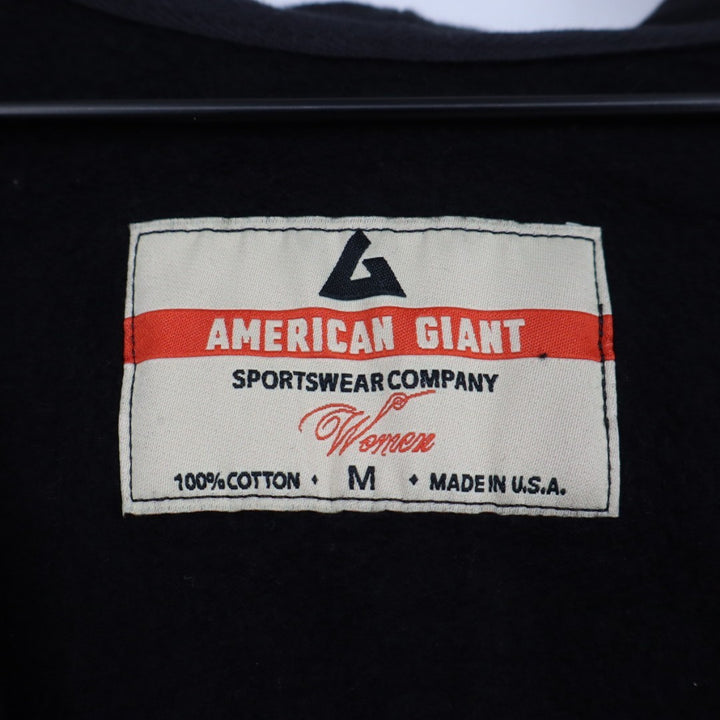 American Giant Hoodie Womens Medium Black Full Zip Cotton Lined Logo Casual