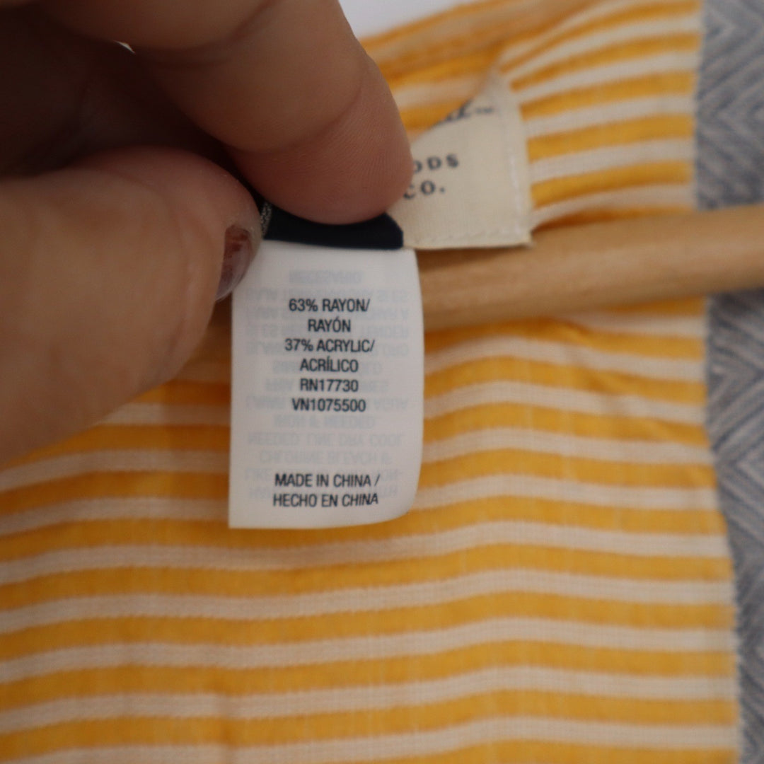 Universal Thread Yellow Grey Striped Kimono Wrap Open Front Fringe