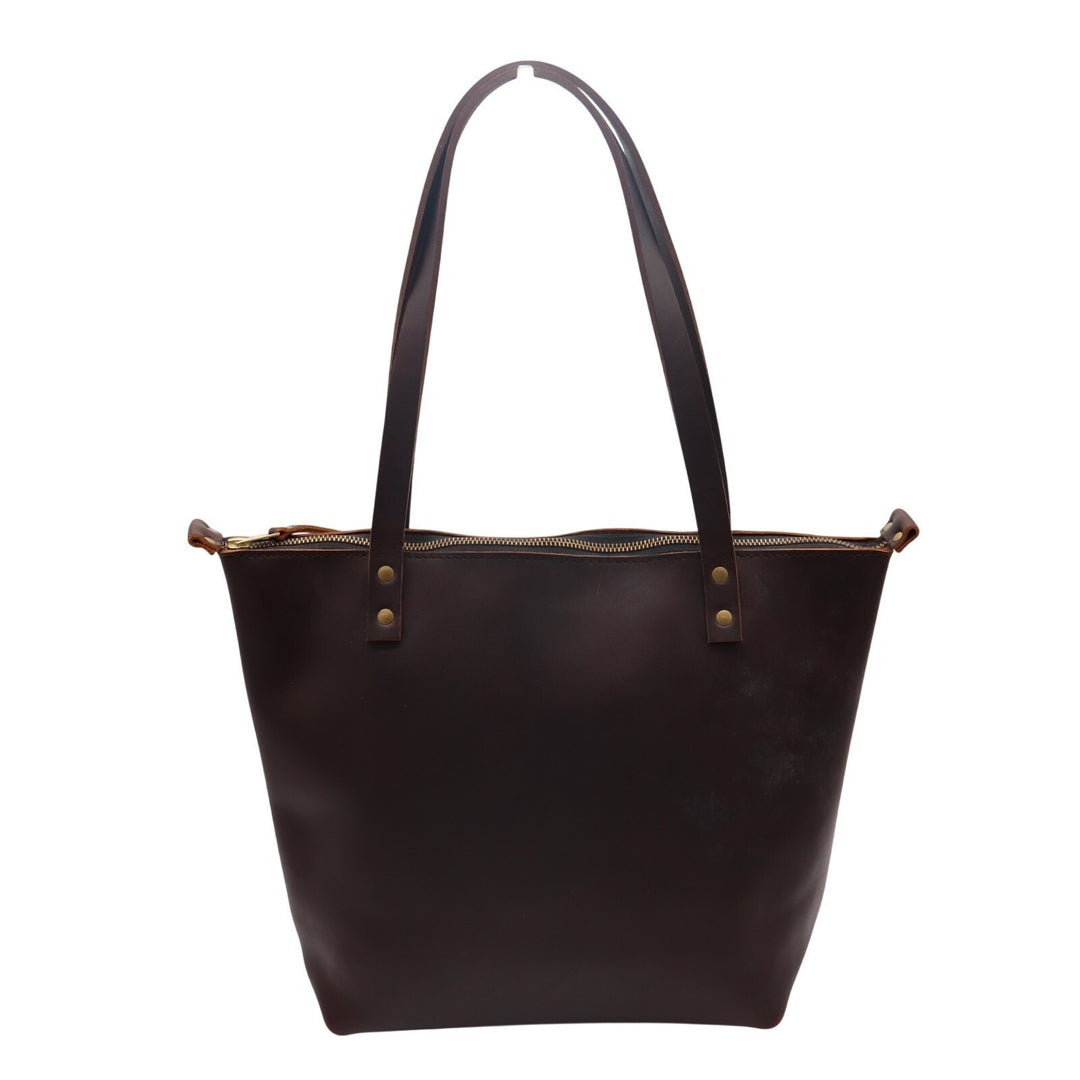 Portland Leather Goods Almost Perfect Womens Handbag Brown Studded Tote Bag