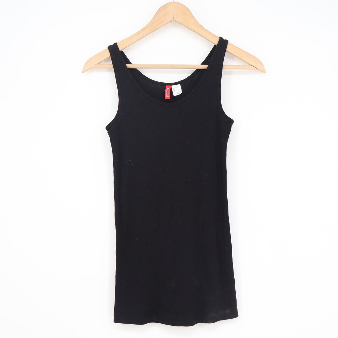 H&M Divided Black Ribbed Cotton Tank Top Scoop Neck Sleeveless Size 6
