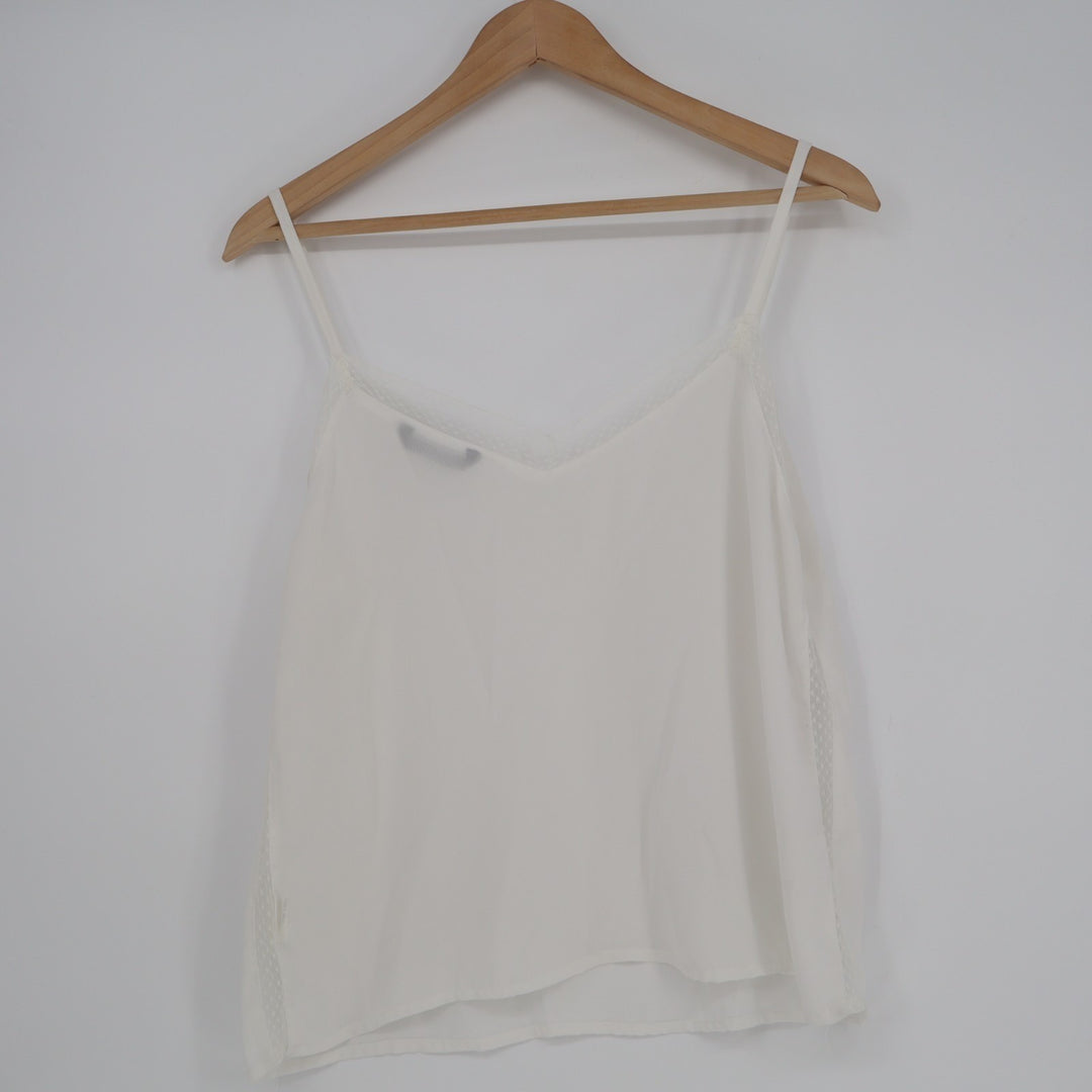 Shein Camisole Top Womens L White Mesh Lined Spaghetti Strap Scoop Neck Pullover