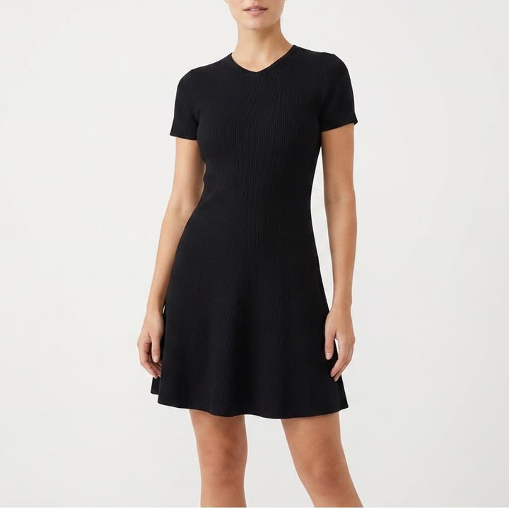Zara Womens Black Short Sleeve Knit A-Line Mini Dress Size S