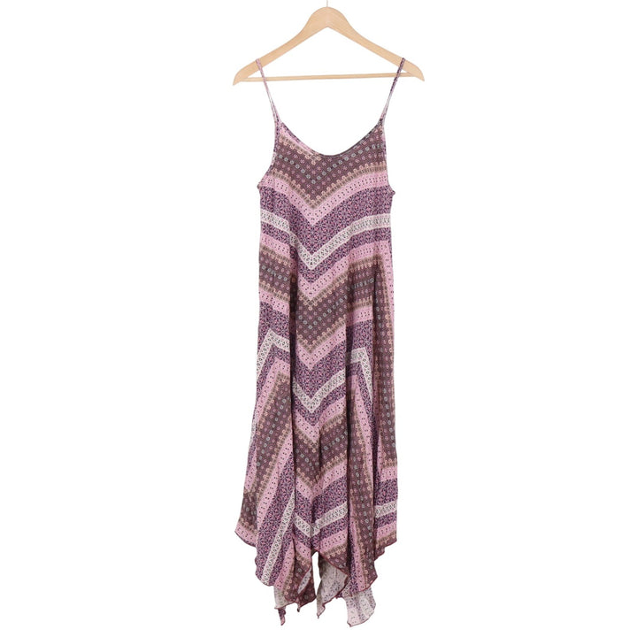 See You Monday Dress Womens M Midi Handkerchief Hem Purple Paisley Chevron Exc