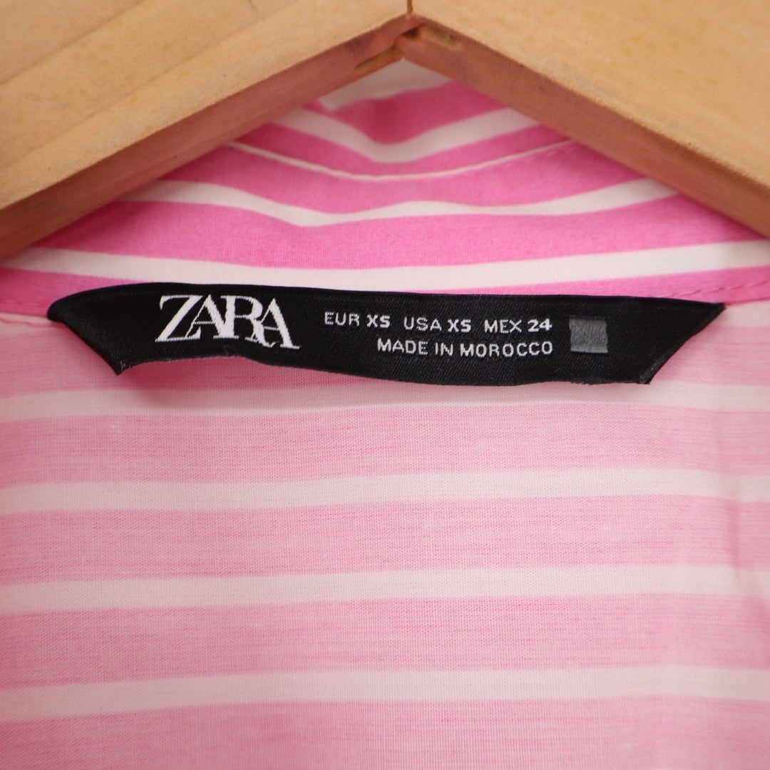 Zara Button Down Women's XS Pink Striped Long Sleeve Excellent