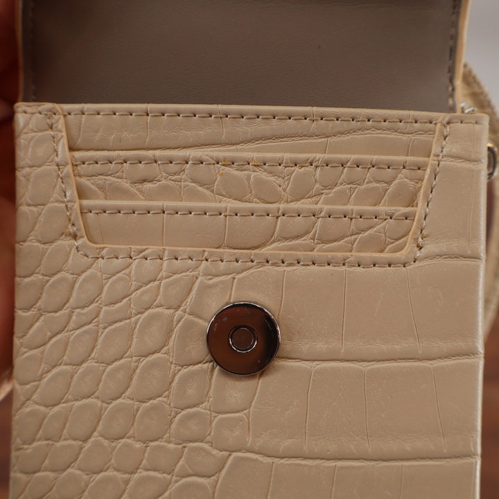 A New Day Cream Croc Embossed Crossbody Phone Bag Wallet